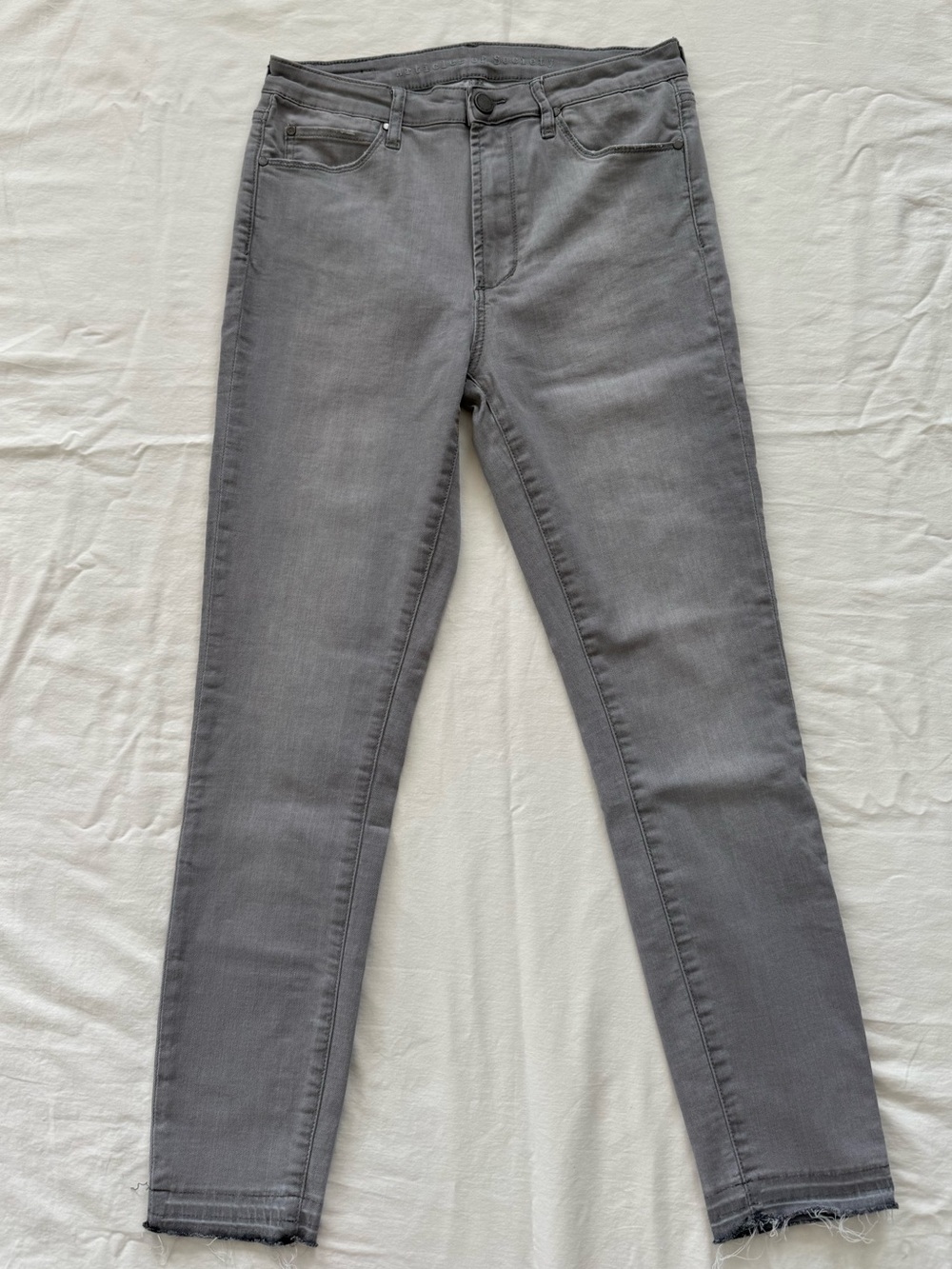 Articles of Society Gray Skinny Jeans Raw Hem Stretch Denim Size 28